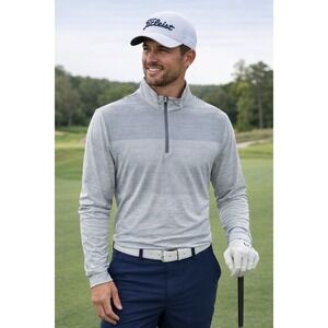 Pro Tour Mens XXL Gray Stripe Quarter Zip Pullover Golf Shirt Sunplay Motion NWT